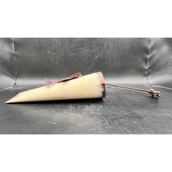 Rustic Primitive Metal Wall Pocket Hanging Cone Vase Distressed Star Tan 10" - Picture 4 of 5